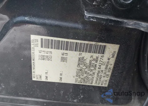 2010 Nissan Maxima 3.5 Sv z USA, uszkodzony, nr VIN 1N4AA5AP6AC842776